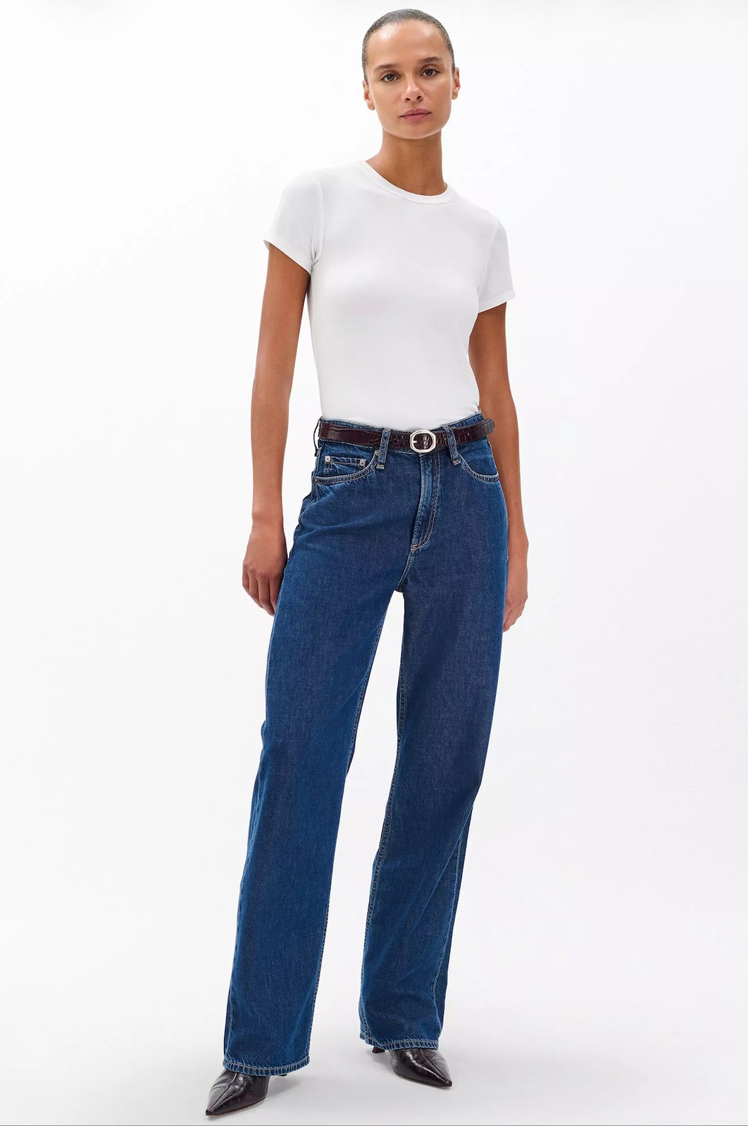 Rag & Bone Womens 24 Blue Logan Wide Leg Jeans Designer Casual Chic
